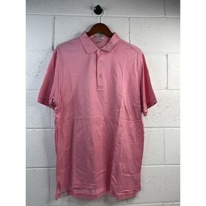 Peter Millar Mens Crown Sport Performance Polo Pink Shirt Size L